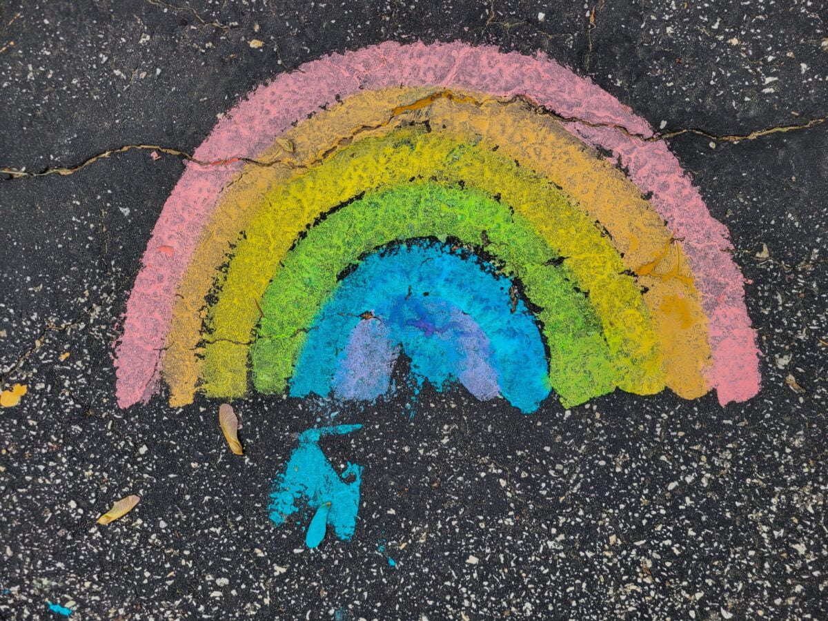 Chalk Paint Rainbow on blacktop