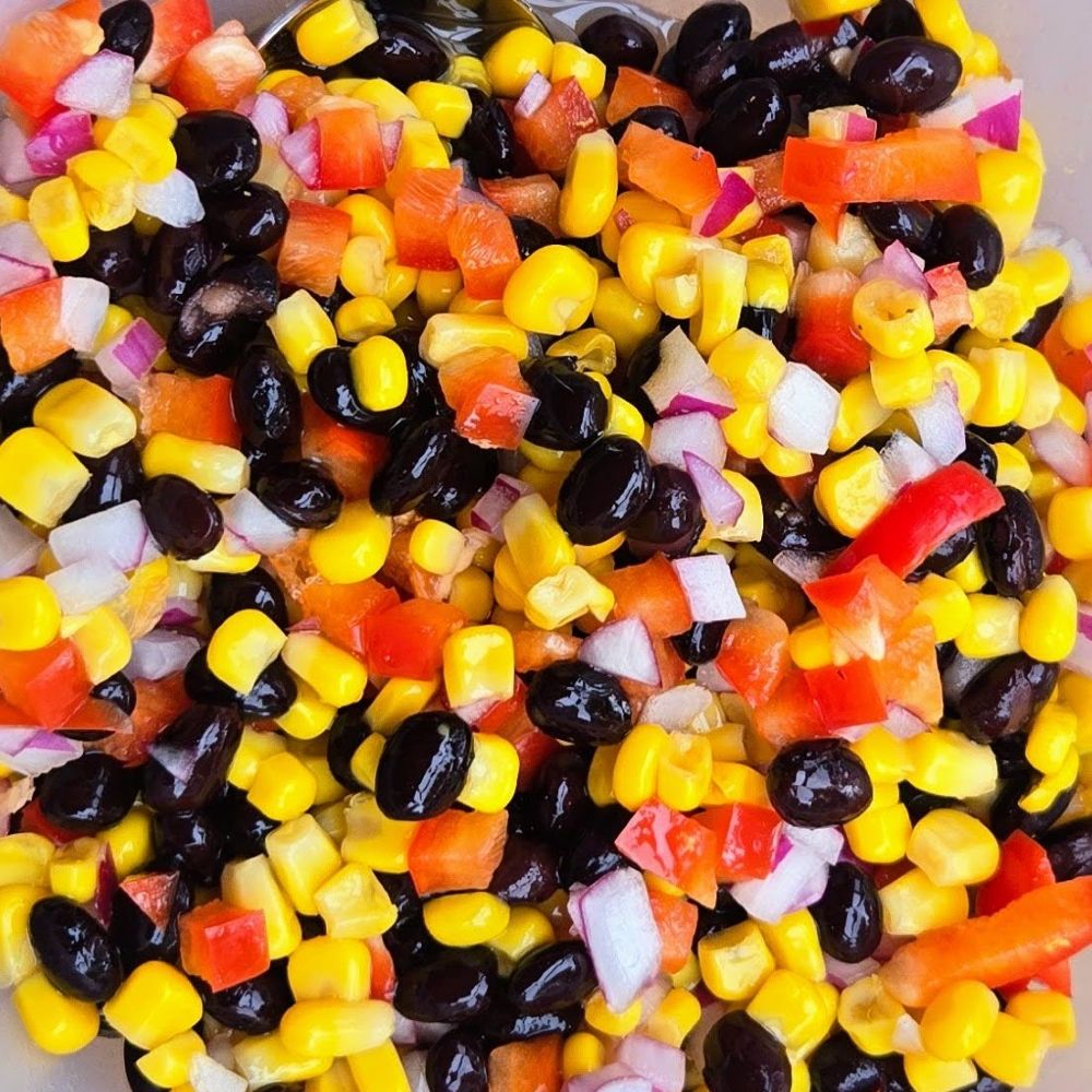 close up of corn and black bean salsa